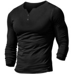 Muscle Alive Herren-Sommer-Lässiges Kurzarm-Henleys-T-Shirt mit einfacher Knopfleiste und einfarbigem V-Ausschnitt