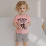 Sejardin Baby Mädchen Sommer Outfit Kleinkind Brief Drucken Kurzarm T Shirt Tops und Stretch Shorts 6 12 18 24M 2T Mädchen Kleidung