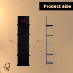 Homaterial 5-stufiges Wandregal, schwarze moderne vertikale Lack-Wandregale mit Licht, Wandhalterung, schwebende Säule, Heimdekor-Regale für Schlafzimmer, Wohnzimmer, Schminktisch-Aufbewahrungsdisplay Homaterial 5-stufiges Wandregal, schwarze moderne vertikale Lack-Wandregale mit Licht, Wandhalterung, schwebende Säule, Heimdekor-Regale für Schlafzimmer, Wohnzimmer, Schminktisch-Aufbewahrungsdisplay