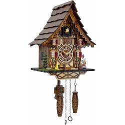 Kuckucksuhr für Wandkunst: 12 Melodien, Lautstärkeregelung, Nachtmodus, Deutschland-Stil, Schwarzwald-Retro, traditionelle handgefertigte Holzhaus-Heimdekoration, Geschenke für die Familie (22,1 x 58,4 cm)