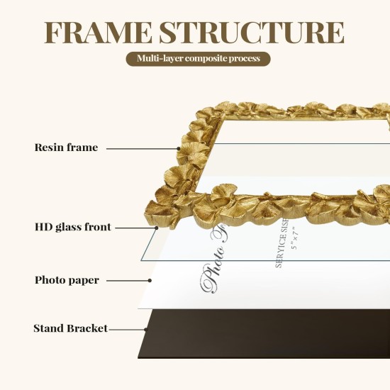 Cuspin 5x7 Bilderrahmen, Vintage-verzierter goldfarbener Harzrahmen mit Glasfront, Ginkgoblatt-strukturierter Fotorahmen zum Aufhängen an der Wand oder als Tischdekoration, Retro-Design-Heimdekor-Geschenk Cuspin 5x7 Bilderrahmen, Vintage-verzierter goldfarbener Harzrahmen mit Glasfront, Ginkgoblatt-strukturierter Fotorahmen zum Aufhängen an der Wand oder als Tischdekoration, Retro-Design-Heimdekor-Geschenk