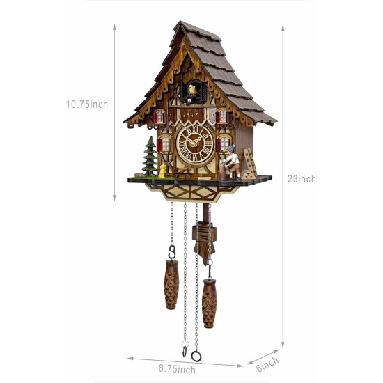 Kuckucksuhr für Wandkunst: 12 Melodien, Lautstärkeregelung, Nachtmodus, Deutschland-Stil, Schwarzwald-Retro, traditionelle handgefertigte Holzhaus-Heimdekoration, Geschenke für die Familie (22,1 x 58,4 cm) Kuckucksuhr für Wandkunst: 12 Melodien, Lautstärkeregelung, Nachtmodus, Deutschland-Stil, Schwarzwald-Retro, traditionelle handgefertigte Holzhaus-Heimdekoration, Geschenke für die Familie (22,1 x 58,4 cm)