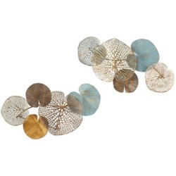 Madison Park Wandkunst-Wohnzimmerdekoration – Lenzie-Metall-Abstrakte Küstendekoration, Wohnakzent, moderne Küche, Esszimmer-Dekoration, fertig zum Aufhängen für Schlafzimmer, 39,9 cm B x 67,9 cm L, mehrfarbig, 2-teilig