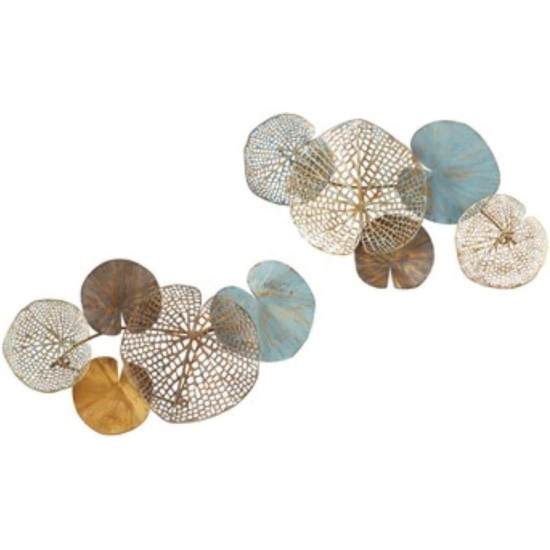 Madison Park Wandkunst-Wohnzimmerdekoration – Lenzie-Metall-Abstrakte Küstendekoration, Wohnakzent, moderne Küche, Esszimmer-Dekoration, fertig zum Aufhängen für Schlafzimmer, 39,9 cm B x 67,9 cm L, mehrfarbig, 2-teilig