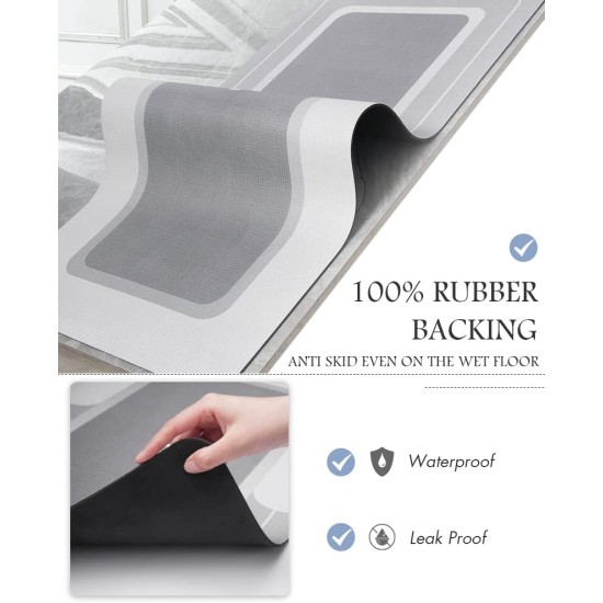 MontVoo-Badezimmerteppich, rutschfest, super saugfähig, schmutzabweisend, schnell trocknend, dünner Badteppich, Badematten für Badezimmer, Boden, Badewanne, Waschtisch, Badematte, Badvorleger, pflegeleicht, 43,2 x 68,6 cm, Grau MontVoo-Badezimmerteppich, rutschfest, super saugfähig, schmutzabweisend, schnell trocknend, dünner Badteppich, Badematten für Badezimmer, Boden, Badewanne, Waschtisch, Badematte, Badvorleger, pflegeleicht, 43,2 x 68,6 cm, Grau