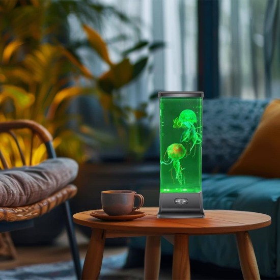 COLORLIFE Elektrische Quallenbecken-Tischlampe mit farbwechselndem Licht, Geschenk für Kinder, Männer und Frauen, Heimdeko für Zimmer, Stimmungslicht zum Entspannen (schwarz)