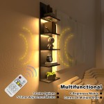 Homaterial 5-stufiges Wandregal, schwarze moderne vertikale Lack-Wandregale mit Licht, Wandhalterung, schwebende Säule, Heimdekor-Regale für Schlafzimmer, Wohnzimmer, Schminktisch-Aufbewahrungsdisplay Homaterial 5-stufiges Wandregal, schwarze moderne vertikale Lack-Wandregale mit Licht, Wandhalterung, schwebende Säule, Heimdekor-Regale für Schlafzimmer, Wohnzimmer, Schminktisch-Aufbewahrungsdisplay