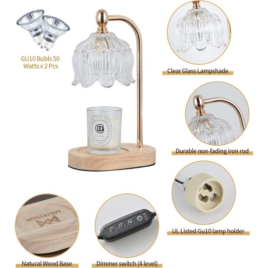 Kerzenwärmerlampe mit Timer und Dimmer, elektrisches Goldlicht, Geschenke für Frauen, Schmelzwachswärmerlampe mit 2 Glühbirnen für Kerzengläser, Einweihungsparty, neue Heimdekoration, Schlafzimmer