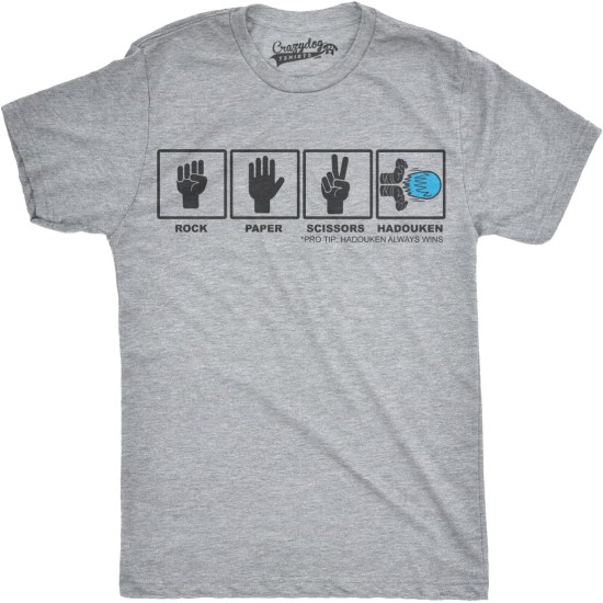 Herren Rock Paper Scissors Hadouken T-Shirt Lustiges Video-Gamer-Nerdy-Grafik-T-Shirt Herren Rock Paper Scissors Hadouken T-Shirt Lustiges Video-Gamer-Nerdy-Grafik-T-Shirt