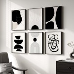 Gerahmte abstrakte Boho-Wandkunst in Schwarz und Weiß, Set mit 6 modernen Leinwanddrucken, Gemälden, Kunstwerken für Wände, minimalistische geometrische Bilder für Wohnzimmer, Schlafzimmer, Büro, Badezimmer, Wanddekoration, 27,9 x 35,6 cm Gerahmte abstrakte Boho-Wandkunst in Schwarz und Weiß, Set mit 6 modernen Leinwanddrucken, Gemälden, Kunstwerken für Wände, minimalistische geometrische Bilder für Wohnzimmer, Schlafzimmer, Büro, Badezimmer, Wanddekoration, 27,9 x 35,6 cm
