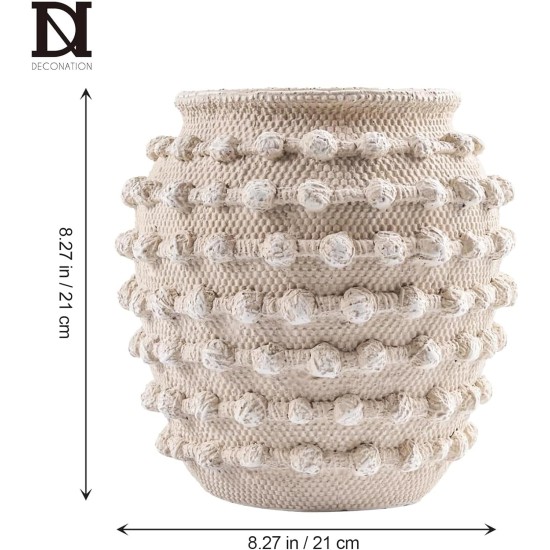 DN DECONATION Beige rustikale Bauernvase, 20,8 cm große strukturierte Boho-Vase für Heimdekoration, dekorative Blumenvasen aus Zement mit Seilknoten für Wohnzimmer, Tischaufsatz, Regal, Kaminsims-Dekoration DN DECONATION Beige rustikale Bauernvase, 20,8 cm große strukturierte Boho-Vase für Heimdekoration, dekorative Blumenvasen aus Zement mit Seilknoten für Wohnzimmer, Tischaufsatz, Regal, Kaminsims-Dekoration