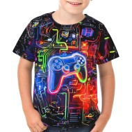 Boys Girls 3D Graphic Print Neon Game Shirt Short Sleeve Neon Tees Tops Summer T Shirts for Boys