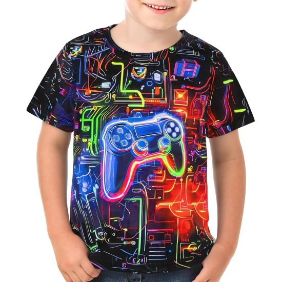 Jungen Mädchen 3D-Grafikdruck Neon Game Shirt Kurzarm Neon Tees Tops Sommer T-Shirts für Jungen Jungen Mädchen 3D-Grafikdruck Neon Game Shirt Kurzarm Neon Tees Tops Sommer T-Shirts für Jungen