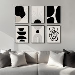 Gerahmte abstrakte Boho-Wandkunst in Schwarz und Weiß, Set mit 6 modernen Leinwanddrucken, Gemälden, Kunstwerken für Wände, minimalistische geometrische Bilder für Wohnzimmer, Schlafzimmer, Büro, Badezimmer, Wanddekoration, 27,9 x 35,6 cm Gerahmte abstrakte Boho-Wandkunst in Schwarz und Weiß, Set mit 6 modernen Leinwanddrucken, Gemälden, Kunstwerken für Wände, minimalistische geometrische Bilder für Wohnzimmer, Schlafzimmer, Büro, Badezimmer, Wanddekoration, 27,9 x 35,6 cm