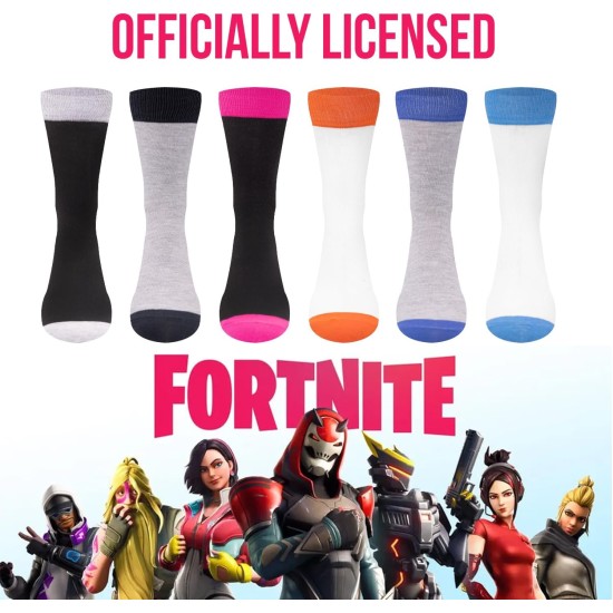 FORTNITE Fun: 6er-Pack hohe Socken für Jungen und Teenager – lebendige Gaming-Designs, bequeme Passform, langlebige Materialien