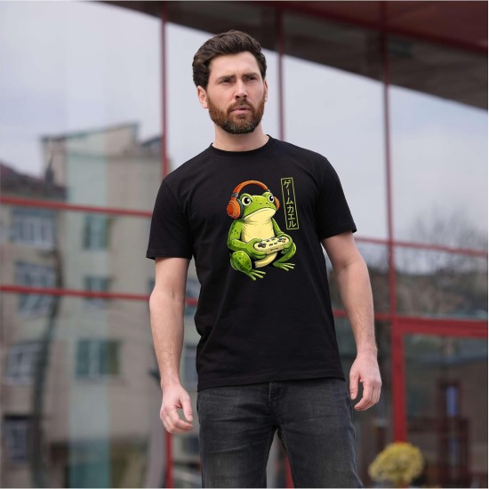 Lustiges Gamer-Frosch-T-Shirt für Herren, japanischer Game-Frosch mit Controller, Videospiel-T-Shirt Lustiges Gamer-Frosch-T-Shirt für Herren, japanischer Game-Frosch mit Controller, Videospiel-T-Shirt