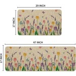 Artoid Mode Lavendel-Tulpen-Frühlings-Küchenmatten-Set mit 2 Stück, saisonale Blumen-Sommer-Heimdekoration, flache Küchenteppiche für den Boden – 17 x 29 und 17 x 47 Zoll Artoid Mode Lavendel-Tulpen-Frühlings-Küchenmatten-Set mit 2 Stück, saisonale Blumen-Sommer-Heimdekoration, flache Küchenteppiche für den Boden – 17 x 29 und 17 x 47 Zoll