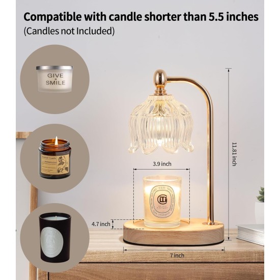 Kerzenwärmerlampe mit Timer und Dimmer, elektrisches Goldlicht, Geschenke für Frauen, Schmelzwachswärmerlampe mit 2 Glühbirnen für Kerzengläser, Einweihungsparty, neue Heimdekoration, Schlafzimmer