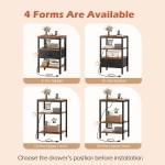 SUPERJARE Nachttisch mit Ladestation, Nachttisch mit verstellbarer Stoffschublade, Nachttisch für Schlafzimmer, 3-stufiger Aufbewahrungs-Beistelltisch, für Wohnzimmer, rustikales Braun und Schwarz SUPERJARE Nachttisch mit Ladestation, Nachttisch mit verstellbarer Stoffschublade, Nachttisch für Schlafzimmer, 3-stufiger Aufbewahrungs-Beistelltisch, für Wohnzimmer, rustikales Braun und Schwarz