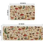 Artoid Mode Pilze Schmetterling Frühling Küchenmatten 2er-Set, Heimdekor-Küchenteppiche mit niedrigem Profil für den Boden – 17 x 29 und 17 x 47 Zoll