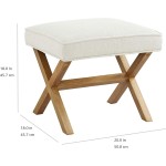 Amazon Basics – Kleine osmanische Fußstütze, quadratischer Mid-Century Modern X-Fußhocker aus Polyester, Leinen, Elfenbeinweiß, 18 Amazon Basics – Kleine osmanische Fußstütze, quadratischer Mid-Century Modern X-Fußhocker aus Polyester, Leinen, Elfenbeinweiß, 18