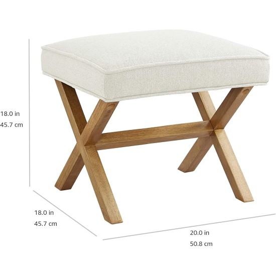 Amazon Basics – Kleine osmanische Fußstütze, quadratischer Mid-Century Modern X-Fußhocker aus Polyester, Leinen, Elfenbeinweiß, 18 Amazon Basics – Kleine osmanische Fußstütze, quadratischer Mid-Century Modern X-Fußhocker aus Polyester, Leinen, Elfenbeinweiß, 18