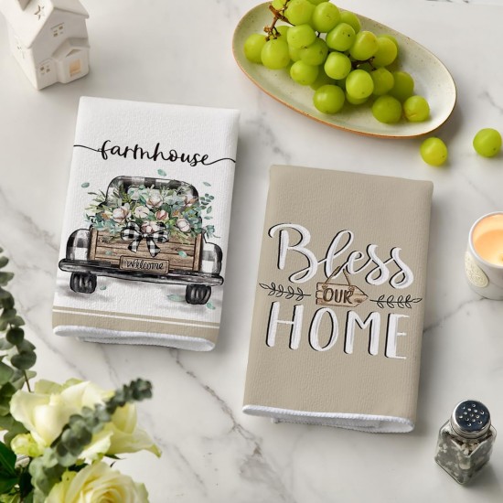 Artoid Mode Eukalyptus-LKW-Blumenkorb, Frühlings-Küchentücher, Geschirrtücher, 45,7 x 66 cm, Bauernhaus-Dekoration, Handtücher, 4er-Set Artoid Mode Eukalyptus-LKW-Blumenkorb, Frühlings-Küchentücher, Geschirrtücher, 45,7 x 66 cm, Bauernhaus-Dekoration, Handtücher, 4er-Set