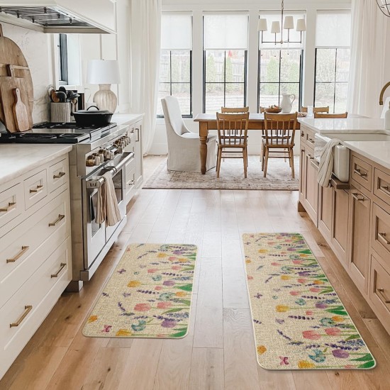 Artoid Mode Lavendel-Tulpen-Frühlings-Küchenmatten-Set mit 2 Stück, saisonale Blumen-Sommer-Heimdekoration, flache Küchenteppiche für den Boden – 17 x 29 und 17 x 47 Zoll Artoid Mode Lavendel-Tulpen-Frühlings-Küchenmatten-Set mit 2 Stück, saisonale Blumen-Sommer-Heimdekoration, flache Küchenteppiche für den Boden – 17 x 29 und 17 x 47 Zoll