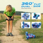 Ferngesteuertes Stuntauto 4WD 360° Flip doppelseitige RC-Autos, LED-Lichtleiste, modularer USB-C-Akku, 2,4-GHz-Strandspielzeug für Jungen im Alter von 6 bis 12 Jahren, Geburtstags- und Weihnachtsgeschenk für Kinder, Blau