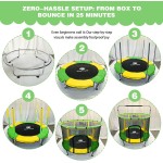 55" Indoor & Outdoor Trampoline for Kids with Enclosure, Toddler Trampoline with Adjustable Gymnastics Bar & Toys, No-Gap Safety Design