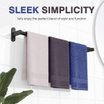 Mattschwarzer Handtuchhalter für Badezimmer – 61 cm rostfreier Handtuchhalter, stabile Handtuchstange zur Wandmontage, platzsparender Handtuchhalter, Badezimmer-Accessoires, Heimdekoration, Essentials für die Wohnung