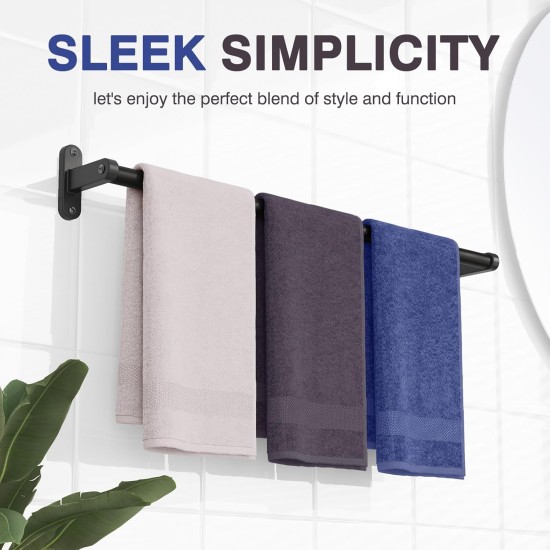 Mattschwarzer Handtuchhalter für Badezimmer – 61 cm rostfreier Handtuchhalter, stabile Handtuchstange zur Wandmontage, platzsparender Handtuchhalter, Badezimmer-Accessoires, Heimdekoration, Essentials für die Wohnung