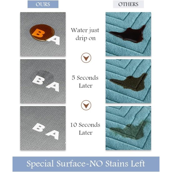 MontVoo-Badezimmerteppich, rutschfest, super saugfähig, schmutzabweisend, schnell trocknend, dünner Badteppich, Badematten für Badezimmer, Boden, Badewanne, Waschtisch, Badematte, Badvorleger, pflegeleicht, 43,2 x 68,6 cm, Grau MontVoo-Badezimmerteppich, rutschfest, super saugfähig, schmutzabweisend, schnell trocknend, dünner Badteppich, Badematten für Badezimmer, Boden, Badewanne, Waschtisch, Badematte, Badvorleger, pflegeleicht, 43,2 x 68,6 cm, Grau