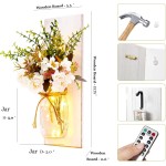 Rustikale Wandleuchten, Einmachglas-Wandleuchten, handgefertigtes Wandkunst-Hängedesign mit ferngesteuerten LED-Lichterketten und weißen Pfingstrosen, Weihnachtsdekoration, Geschenke, Bauernhaus-Heimdekoration, Wohnzimmerleuchten, 2er-Set Rustikale Wandleuchten, Einmachglas-Wandleuchten, handgefertigtes Wandkunst-Hängedesign mit ferngesteuerten LED-Lichterketten und weißen Pfingstrosen, Weihnachtsdekoration, Geschenke, Bauernhaus-Heimdekoration, Wohnzimmerleuchten, 2er-Set