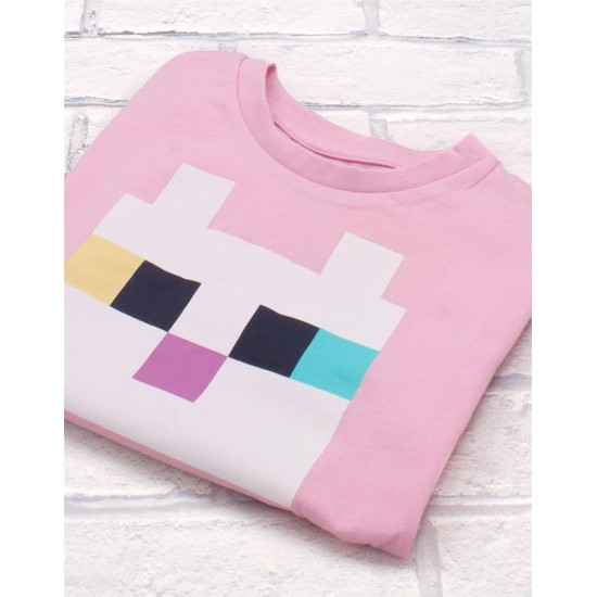 Minecraft Kitty Front Tie Mädchen rosa T-Shirt Gamer Tee
