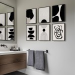 Gerahmte abstrakte Boho-Wandkunst in Schwarz und Weiß, Set mit 6 modernen Leinwanddrucken, Gemälden, Kunstwerken für Wände, minimalistische geometrische Bilder für Wohnzimmer, Schlafzimmer, Büro, Badezimmer, Wanddekoration, 27,9 x 35,6 cm Gerahmte abstrakte Boho-Wandkunst in Schwarz und Weiß, Set mit 6 modernen Leinwanddrucken, Gemälden, Kunstwerken für Wände, minimalistische geometrische Bilder für Wohnzimmer, Schlafzimmer, Büro, Badezimmer, Wanddekoration, 27,9 x 35,6 cm