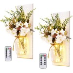 Rustikale Wandleuchten, Einmachglas-Wandleuchten, handgefertigtes Wandkunst-Hängedesign mit ferngesteuerten LED-Lichterketten und weißen Pfingstrosen, Weihnachtsdekoration, Geschenke, Bauernhaus-Heimdekoration, Wohnzimmerleuchten, 2er-Set Rustikale Wandleuchten, Einmachglas-Wandleuchten, handgefertigtes Wandkunst-Hängedesign mit ferngesteuerten LED-Lichterketten und weißen Pfingstrosen, Weihnachtsdekoration, Geschenke, Bauernhaus-Heimdekoration, Wohnzimmerleuchten, 2er-Set