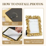 Cuspin 5x7 Bilderrahmen, Vintage-verzierter goldfarbener Harzrahmen mit Glasfront, Ginkgoblatt-strukturierter Fotorahmen zum Aufhängen an der Wand oder als Tischdekoration, Retro-Design-Heimdekor-Geschenk Cuspin 5x7 Bilderrahmen, Vintage-verzierter goldfarbener Harzrahmen mit Glasfront, Ginkgoblatt-strukturierter Fotorahmen zum Aufhängen an der Wand oder als Tischdekoration, Retro-Design-Heimdekor-Geschenk