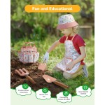 Gartenset für Kinder, Spielzeug, hochwertiges Gartenwerkzeugset für Kinder und Kleinkinder, inklusive zwei Schaufeln, Gartenhut, Rechen, Schürze, Handschuhe, Gießkanne und Werkzeugtasche (Rosa)