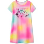 Tebbis Nachthemd für Teenager/kleine Mädchen – Sommer-Nachtwäsche mit kurzen Ärmeln, trendiges Batik-Nachthemd mit Spiralmuster, Pyjama, Größe 6–16