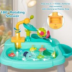 Spielspüle für Kinder mit fließendem Wasser, Mini-Wassertisch, Wasserspielzeug, verbesserter Wasserhahn und Spielgeschirr, elektrisches Kindergeschirrspüler-Spielspielzeug, sensorische Küchenspielzeugsets für Mädchen und Jungen