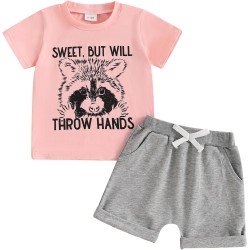 Sejardin Baby Mädchen Sommer Outfit Kleinkind Brief Drucken Kurzarm T Shirt Tops und Stretch Shorts 6 12 18 24M 2T Mädchen Kleidung