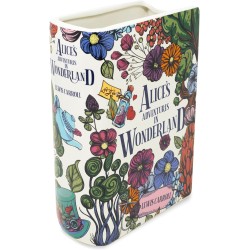 Steel Mill & Co Original große dekorative Vase in Buchform, Keramikvasen für die Inneneinrichtung, niedliche Bücherregal-Dekoration, einzigartige Vase für Buchliebhaber, Alice im Wunderland – floraler Unsinn