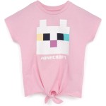 Minecraft Kitty Front Tie Mädchen rosa T-Shirt Gamer Tee