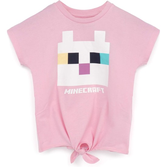 Minecraft Kitty Front Tie Mädchen rosa T-Shirt Gamer Tee
