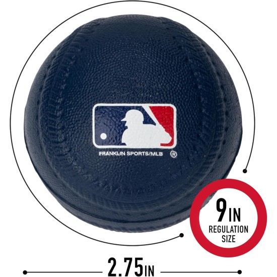 Franklin Sports Foam Baseballs - Soft Foam Practice Baseballs for Kids - Perfect for Hitting and Indoor or Outdoor Play - 3 Pack - Official MLB Licensed Product
