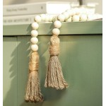 Meplait 39 Zoll Holzperlengirlande Bauernhaus mit Quasten, vielseitige Gebetsperlen, Boho-Chic, Wandbehang, Heimdekoration (natürlich) Meplait 39 Zoll Holzperlengirlande Bauernhaus mit Quasten, vielseitige Gebetsperlen, Boho-Chic, Wandbehang, Heimdekoration (natürlich)