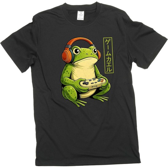 Lustiges Gamer-Frosch-T-Shirt für Herren, japanischer Game-Frosch mit Controller, Videospiel-T-Shirt Lustiges Gamer-Frosch-T-Shirt für Herren, japanischer Game-Frosch mit Controller, Videospiel-T-Shirt