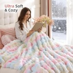 Smoofy Kunstfell-Überwurfdecke für Couch – Regenbogen-flauschiges, gemütliches Kaninchen-Fleece, weiche Plüsch-Blasendecke für Sofa und Bett, für Mama, warme, flauschige Heim- und Raumdekoration, Überwurf, 127 x 152 cm Smoofy Kunstfell-Überwurfdecke für Couch – Regenbogen-flauschiges, gemütliches Kaninchen-Fleece, weiche Plüsch-Blasendecke für Sofa und Bett, für Mama, warme, flauschige Heim- und Raumdekoration, Überwurf, 127 x 152 cm