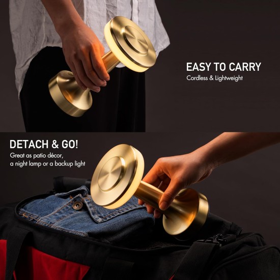 O’Bright tragbare LED-Tischlampe mit Berührungssensor, 3 Helligkeitsstufen, wiederaufladbarer Akku für bis zu 48 Stunden Nutzung, Nachtlicht für Kinderzimmer, Nachttischlampe, Nachttischlampe (Gold)